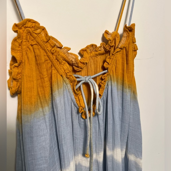148. Zara orange blue tie dye maxi 100% cotton sz US M fits large - Picture 3 of 9
